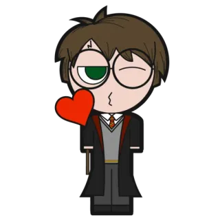 😘 6d890e4b Harry Potter harry potter, wizard, magic, heart, cartoon, character whatsapp sticker