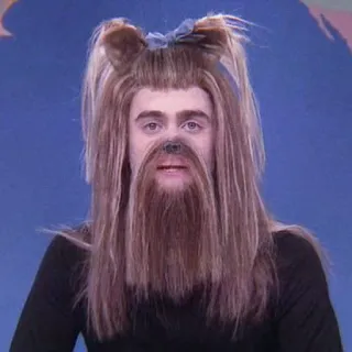 🌱 9aaa9e19 man, dog, wig, costume, funny, weird whatsapp sticker