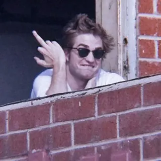 🌱 b31825a0 Robert Pattinson actor, middle finger, offensive, celebrity, sunglasses whatsapp sticker