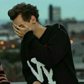 🌸 b9a88cdd Harry Styles pria, orang, sweter, Harry Styles, facepalm, penyanyi whatsapp sticker