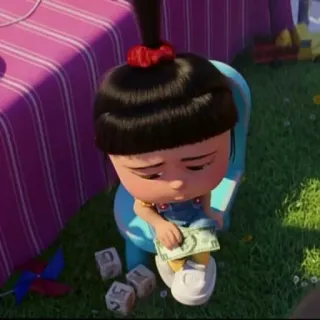 😔 862411be Agnes Despicable Me 艾格尼丝, 神偷奶爸, 卡通, 钱, 角色 telegram sticker