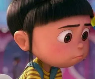 😟 d75200eb Agnes Despicable Me 卡通, 动画, 女孩, 角色, 神偷奶爸, 艾格尼丝, 难过, 可爱 telegram sticker