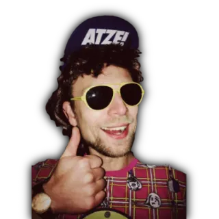 👍 8aab0882 ATZE! person, mann, hut, daumen hoch, porträt telegram sticker