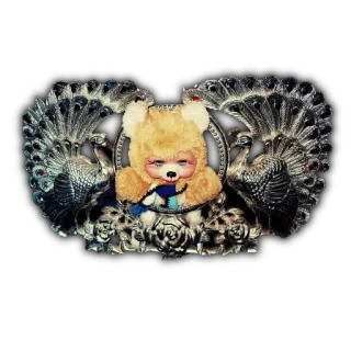 🐻 bc051132 Teddybär, Pfauen, Vintage, Verziert, Kitsch, Retro telegram sticker