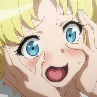 🙈 0a6da40b @Yunyum.Lab Anime, Fille, Blonde, Mignon, Joyeux, Femme, Souriant, Visage, Yeux telegram sticker