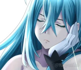 😴 7c678f96 @YunyunLab animé, fille, femme, cheveux bleus, illustration, dessin animé, art numérique telegram sticker