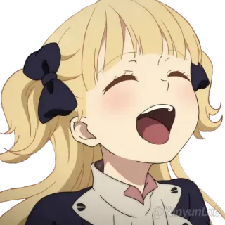 😂 7e8ea34f fille anime, mignon, blonde, souriant, dessin animé, kawaii, joyeux telegram sticker