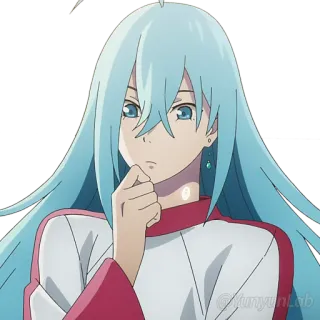 🤔 8d711eca animé, fille, cheveux bleus, dessin animé, mignon, personnage telegram sticker