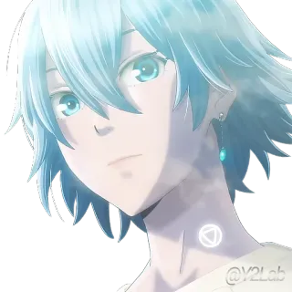 😊 a6c0b34f @V2Lab Anime, Sticker, Personnage, Illustration, cheveux bleus, Portrait telegram sticker