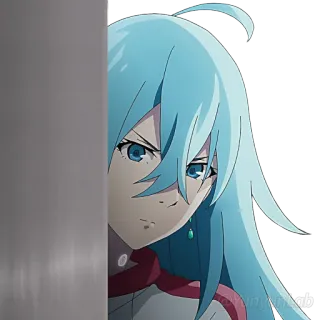 👀 e25f7ed3 Anime, Fille, cheveux bleus, regard de côté telegram sticker