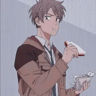 🔦 51474207 アニメ, 男性, サンドイッチ, 食べる, ジャケット telegram sticker