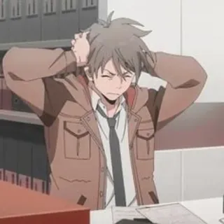 🔦 5fe75d7f アニメ, 男性, 心配, キャラクター, 茶髪 telegram sticker