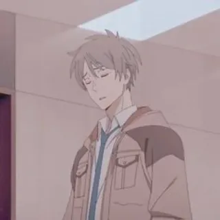 🔦 736cde09 アニメ, 男性, 学生, 悲しい, ジャケット telegram sticker