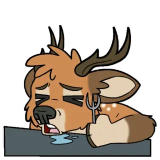 😵 15f9b54e 鹿, 卡通, 动物, 悲伤, 鹿角, 贴纸 telegram sticker