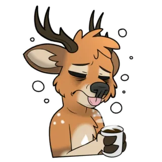 😪 4c8bcaf0 鹿, 毛茸茸, 动物, 困, 累, 咖啡 telegram sticker