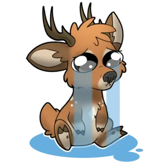 😭 7b0b0b67 鹿, 悲伤, 哭泣, 动物, 贴纸 telegram sticker