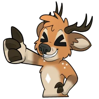 👍 7f3eb479 鹿, 动物, 卡通, 赞, 可爱, 毛茸茸 telegram sticker