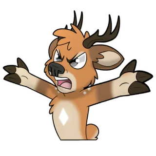 🤬 a4f62baf 卡通, 鹿, 生气, 角色, 动物 telegram sticker