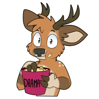 🎭 bf944e8f DRAMA 鹿, 毛茸茸, 爆米花, 戏剧, 贴纸, 观看, 卡通 telegram sticker