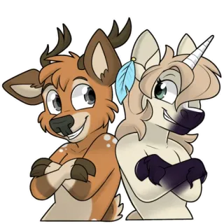🐴 c222f1af 鹿, 独角兽, 动物, 幻想, 贴纸, 卡通 telegram sticker