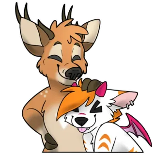 🌟 c5657630 兽人, 鹿, 狼, 拥抱, 卡通, 动物, 拟人 telegram sticker