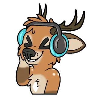 🎧 ce71df44 鹿, 耳机, 音乐, 动物, 卡通, 贴纸 telegram sticker