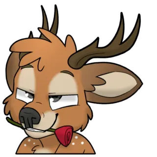 😍 ceca25e1 鹿, 卡通, 动物, 毛茸茸, 玫瑰, 贴纸 telegram sticker