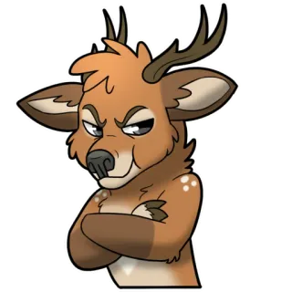 😤 fb213cfb 鹿, 动物, 卡通, 毛茸茸, 鹿角, 生气 telegram sticker