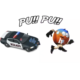 😰 57934a16 PU!! PU!! m&m's, パトカー, ランニング, アニメ, 面白い, キャンディ telegram sticker