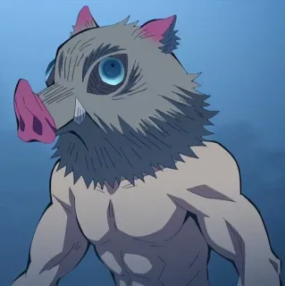 👺 570de644 Inosuke Hashibira Demon Slayer Anime, Demon Slayer, Inosuke, Wildschwein, Maske, Kämpfer whatsapp sticker