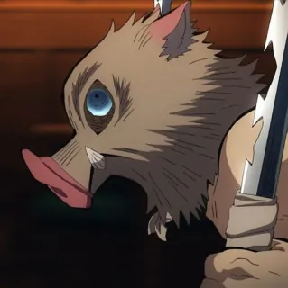 👺 8469010d Inosuke Hashibira Demon Slayer Anime, Demon Slayer, Inosuke, Wildschweinmaske, Schwert, Kämpfer whatsapp sticker
