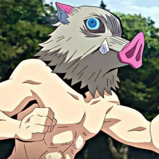 👺 a6350917 Inosuke Hashibira Demon Slayer Anime, Demon Slayer, Inosuke, Wildschwein, Charakter, Manga whatsapp sticker