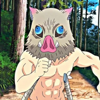 👺 bdc1771e Inosuke Hashibira Demon Slayer Anime, Demon Slayer, Inosuke, Manga, Wildschweinmaske whatsapp sticker