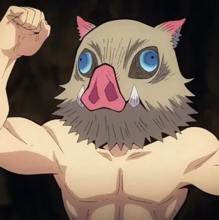 👺 d436011e Inosuke Hashibira Demon Slayer Anime, Charakter, Maske, Demon Slayer, Inosuke, Kampf whatsapp sticker