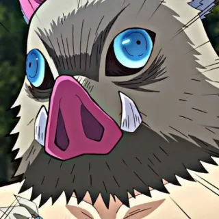 👺 d54032de Inosuke Hashibira Demon Slayer Anime, Demon Slayer, Inosuke, Hashibira, Wildschwein, Maske, Charakter whatsapp sticker