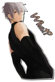 ❓ 91991895 What? Anime, Pose, Frage, Graue Haare, Stehend telegram sticker