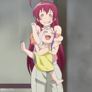 😃 2a2eae33 @Fix_x_Fox anime, cartoon, child, woman, laughing, cheerful telegram sticker