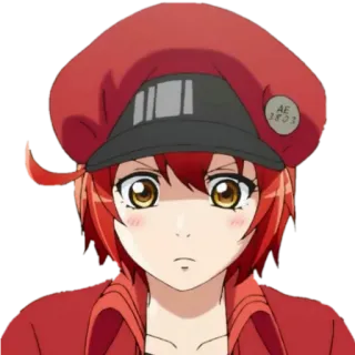 😠 321ba157 Red Blood Cell Cells at Work! Cells at Work, Anime, Globulo rosso, Personaggio, Cartone animato, Carino, Manga telegram sticker