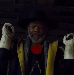 🎗 7bdd4085 Marquis Warren The Hateful Eight film, cappello, Samuel L. Jackson, personaggio, western telegram sticker