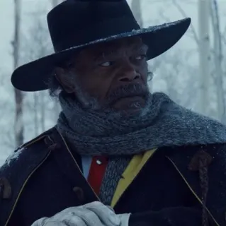 🎗 bc06eebb Major Marquis Warren The Hateful Eight Samuel L. Jackson, sciarpa, inverno, cappello, western telegram sticker