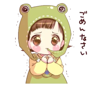 😶 0d2e6c42 ごめんなさい anime, cute, kawaii, girl, frog, apology, sorry whatsapp sticker