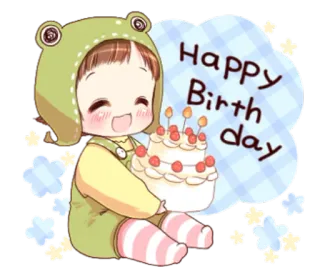 🎂 16896c5f Happy Birthday birthday, cartoon, celebration, cake, child whatsapp sticker