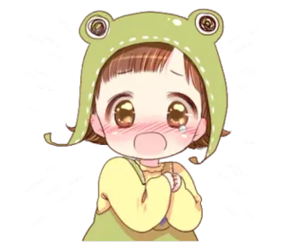 😨 6f8703b4 girl, anime, frog, sad, crying, cartoon whatsapp sticker