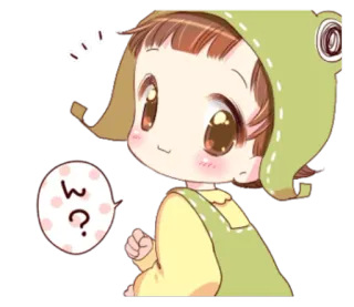 🙂 705f1393 ん? anime, cute, frog, question, cartoon whatsapp sticker