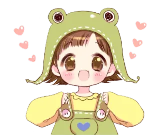 😊 a7e2dc5e cute, frog, girl, kawaii, sticker, cartoon whatsapp sticker