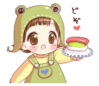 🍣 b3e2bb34 どうぞ cute, girl, sushi, kawaii, anime, chibi whatsapp sticker