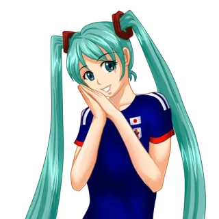 😃 0390a843 Hatsune Miku Hatsune Miku, Vocaloid, Anime Mädchen, Zöpfe, blaue Haare, Fanart whatsapp sticker