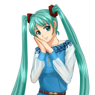 🙃 8ef43ef2 Hatsune Miku Anime, Vocaloid, Hatsune Miku, Niedlich, Mädchen, Charakter whatsapp sticker