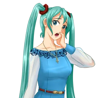 😧 b6265267 Hatsune Miku Anime, Vocaloid, Hatsune Miku, Süß, Mädchen, Cartoon whatsapp sticker