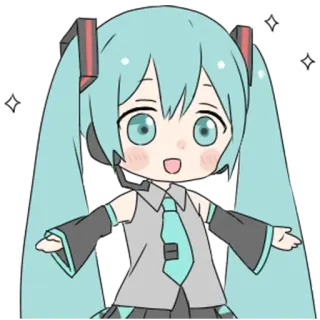 🤩 07edaf40 Hatsune Miku Аниме, Вокалоид, Милый, Мику, Хатсуне, Кавай, Чиби telegram sticker